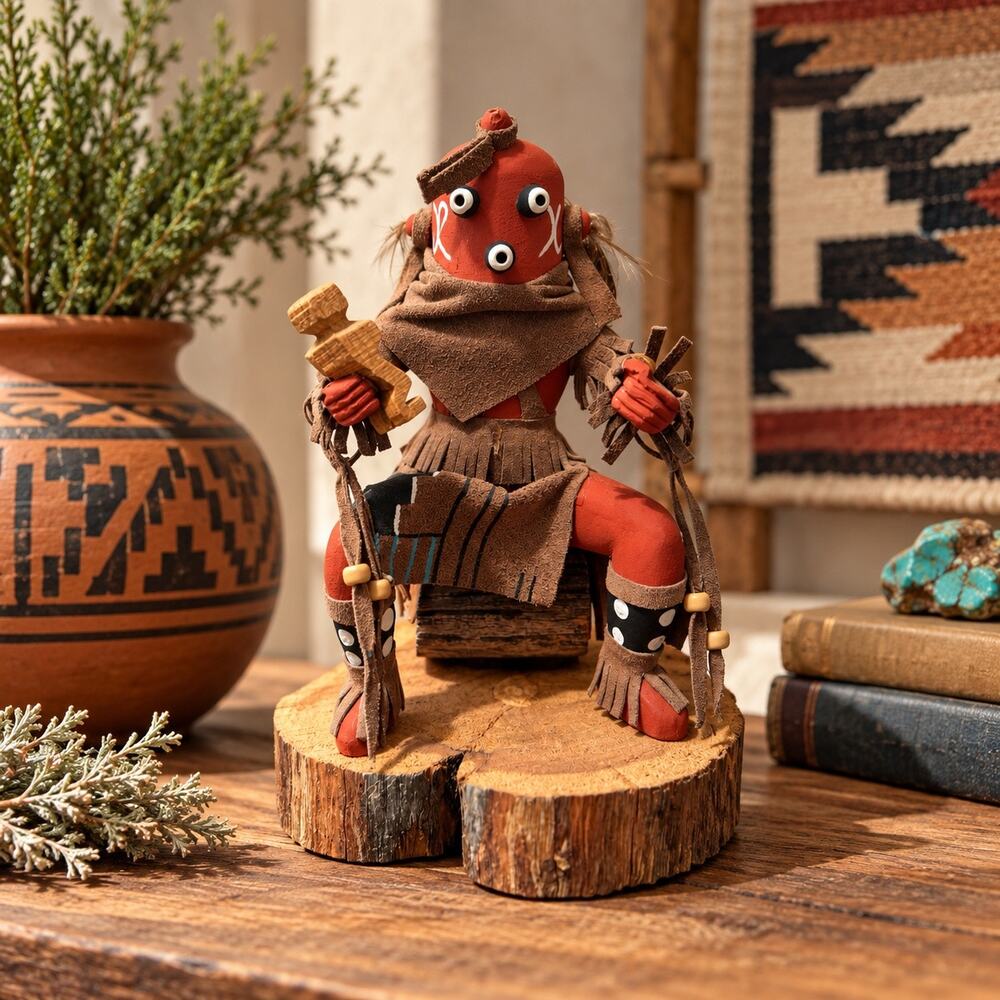 Vintage Hopi Mudhead Kachina Doll Attr Vernon Mansfield Sr Signed Vernon M